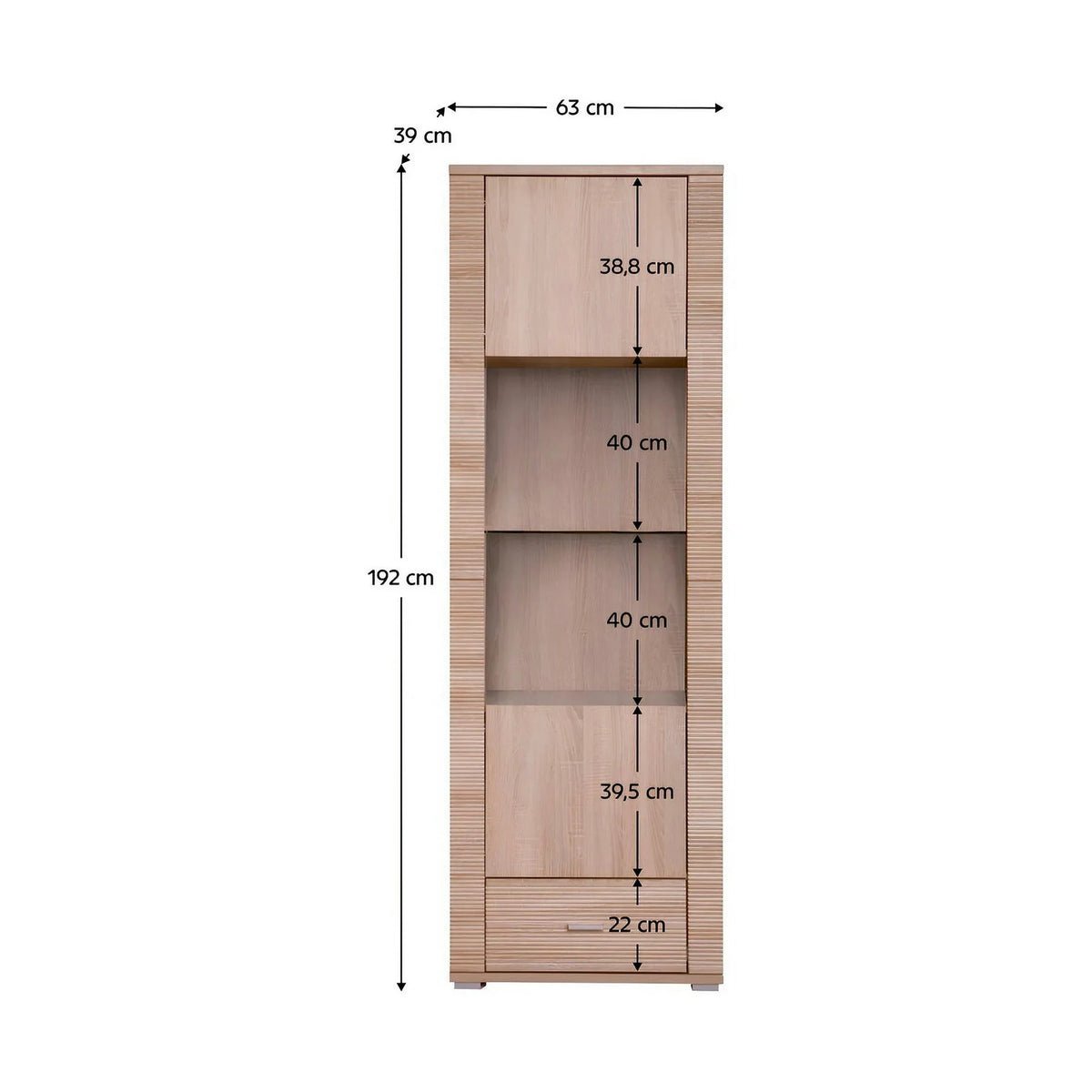 Vitrina GRAND tip 5, stejar sonoma, PAL laminat, 63x39x192 cm