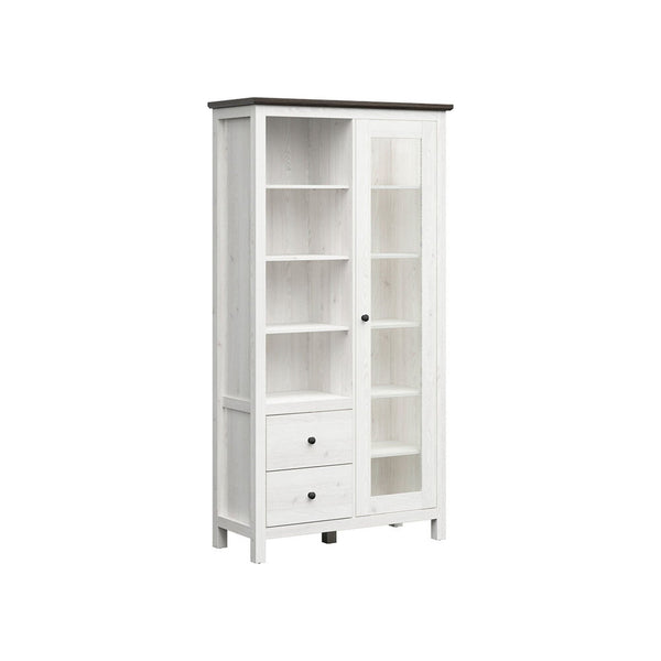 Vitrina HESEN, alb/pin larico, PAL melaminat/sticla securizata, 106x44x203 cm