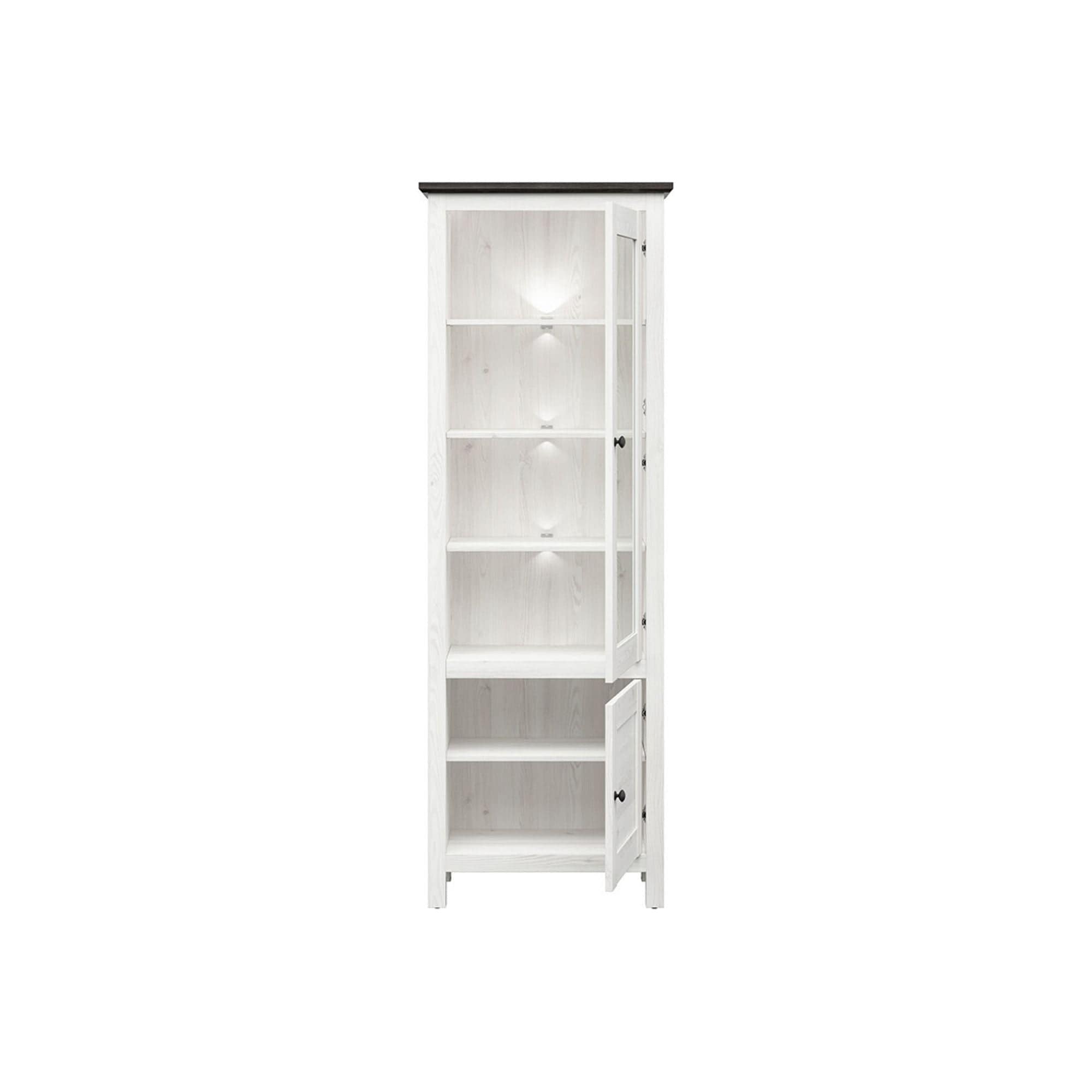 Vitrina HESEN, alb/pin larico, PAL melaminat/sticla securizata, 71x44x203 cm