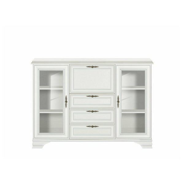 Vitrina IDENTO, alb, PAL/MDF/sticla/metal, 155x45x110 cm