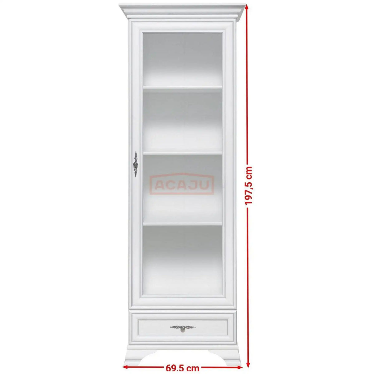 Vitrina pentru living IDENTO, alb, PAL/sticla, 70x44x198 cm