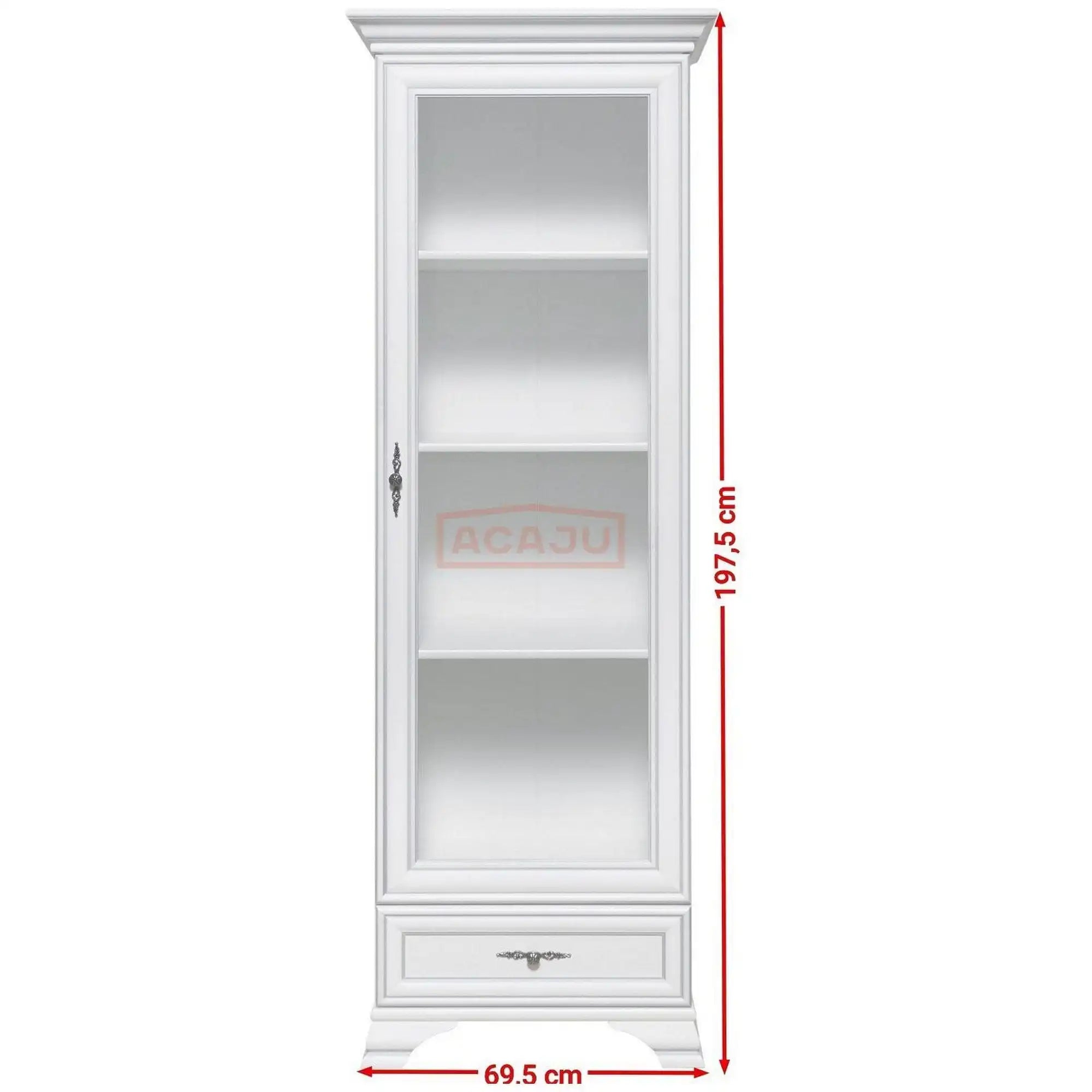 Vitrina pentru living IDENTO, alb, PAL/sticla, 70x44x198 cm