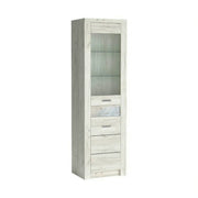 Vitrina INDIANAPOLIS I4, stejar craft alb, PAL laminat/furnir ABS/metal, 56x42x192 cm