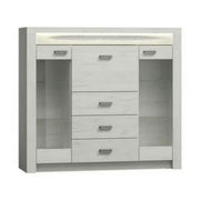 Vitrina INDIANAPOLIS I8, stejar craft alb, PAL laminat, 137x42x122 cm
