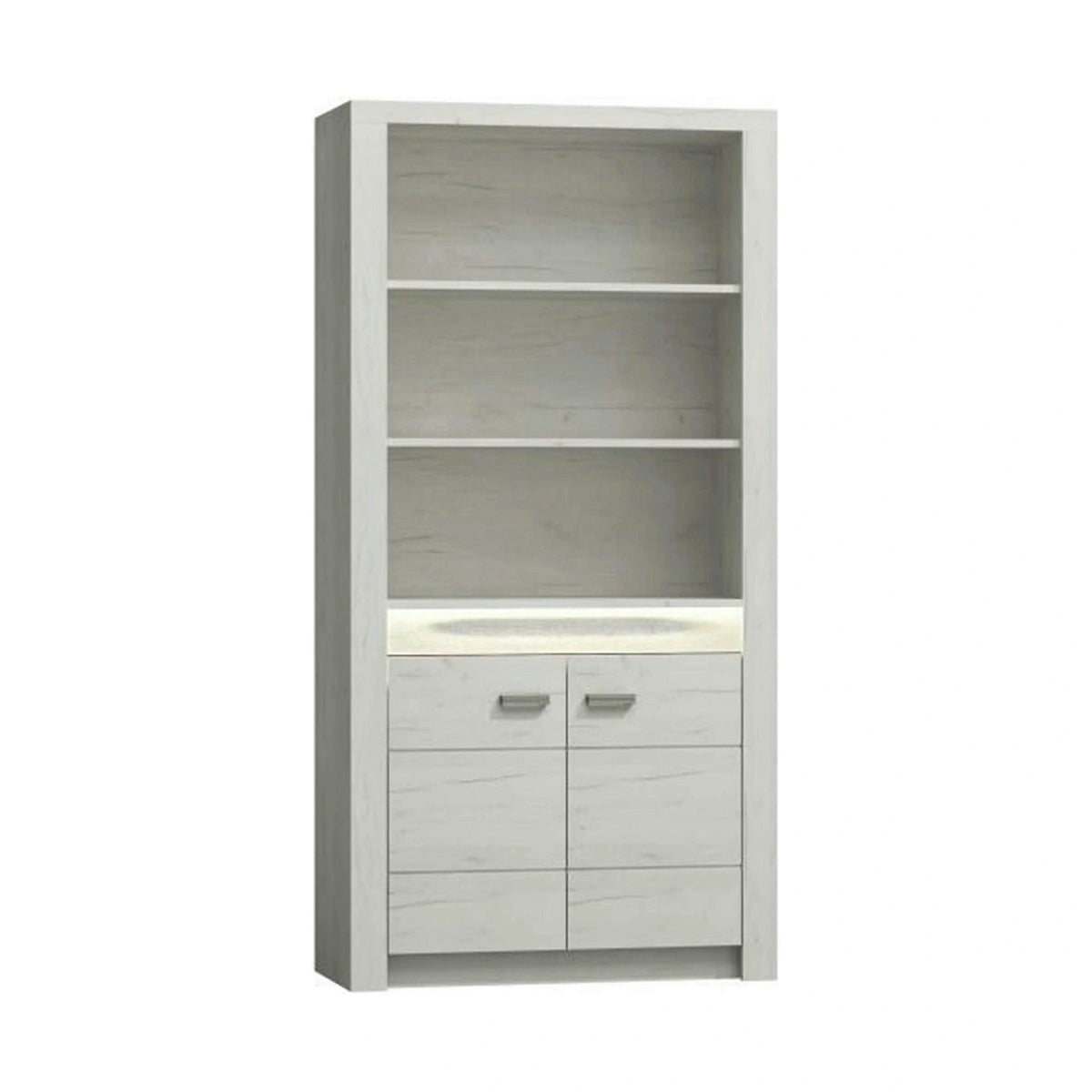 Vitrina INFINITY I-05, frasin alb, PAL melaminat, 96x42x192 cm