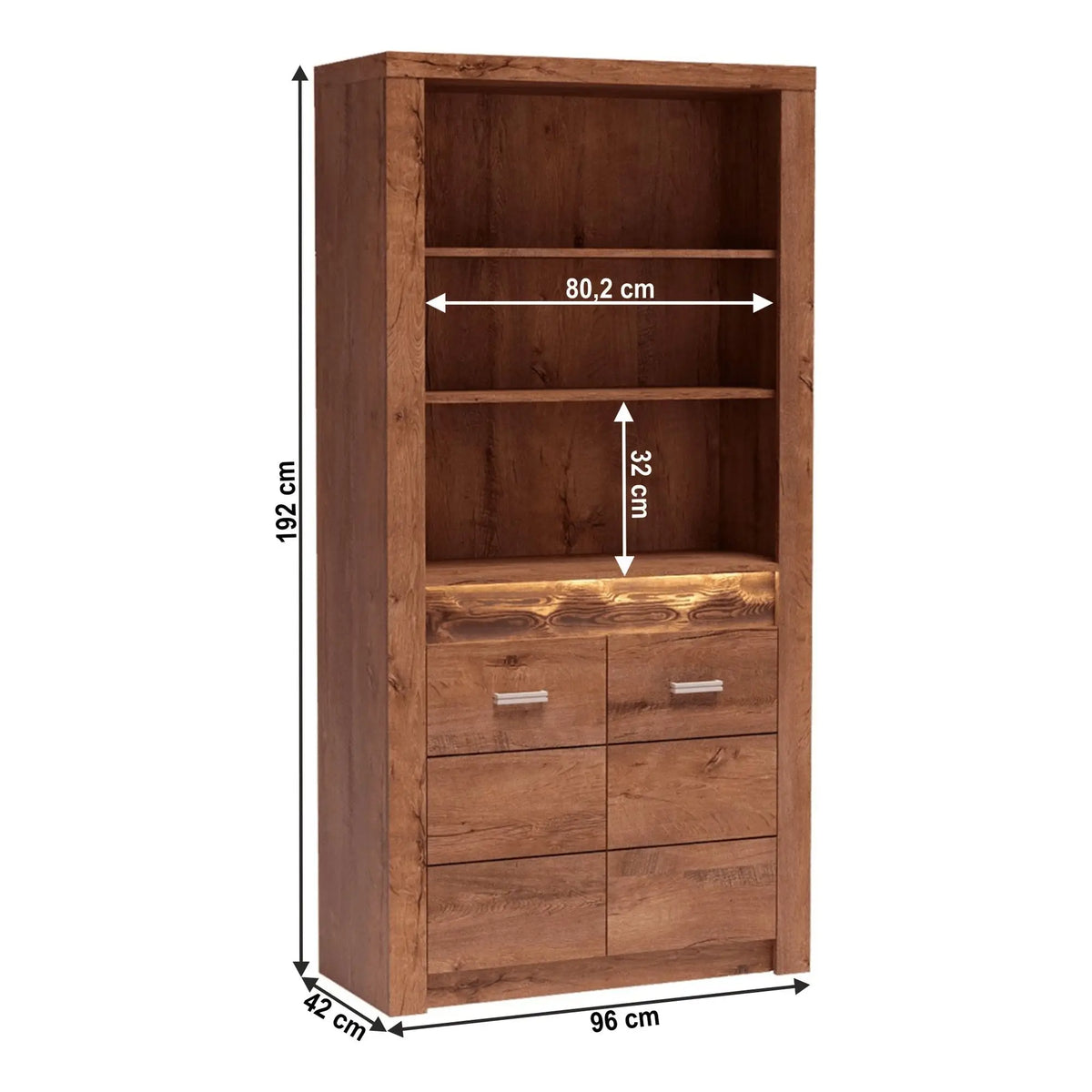 Vitrina INFINITY I-05, frasin deschis, PAL melaminat, 96x42x192 cm