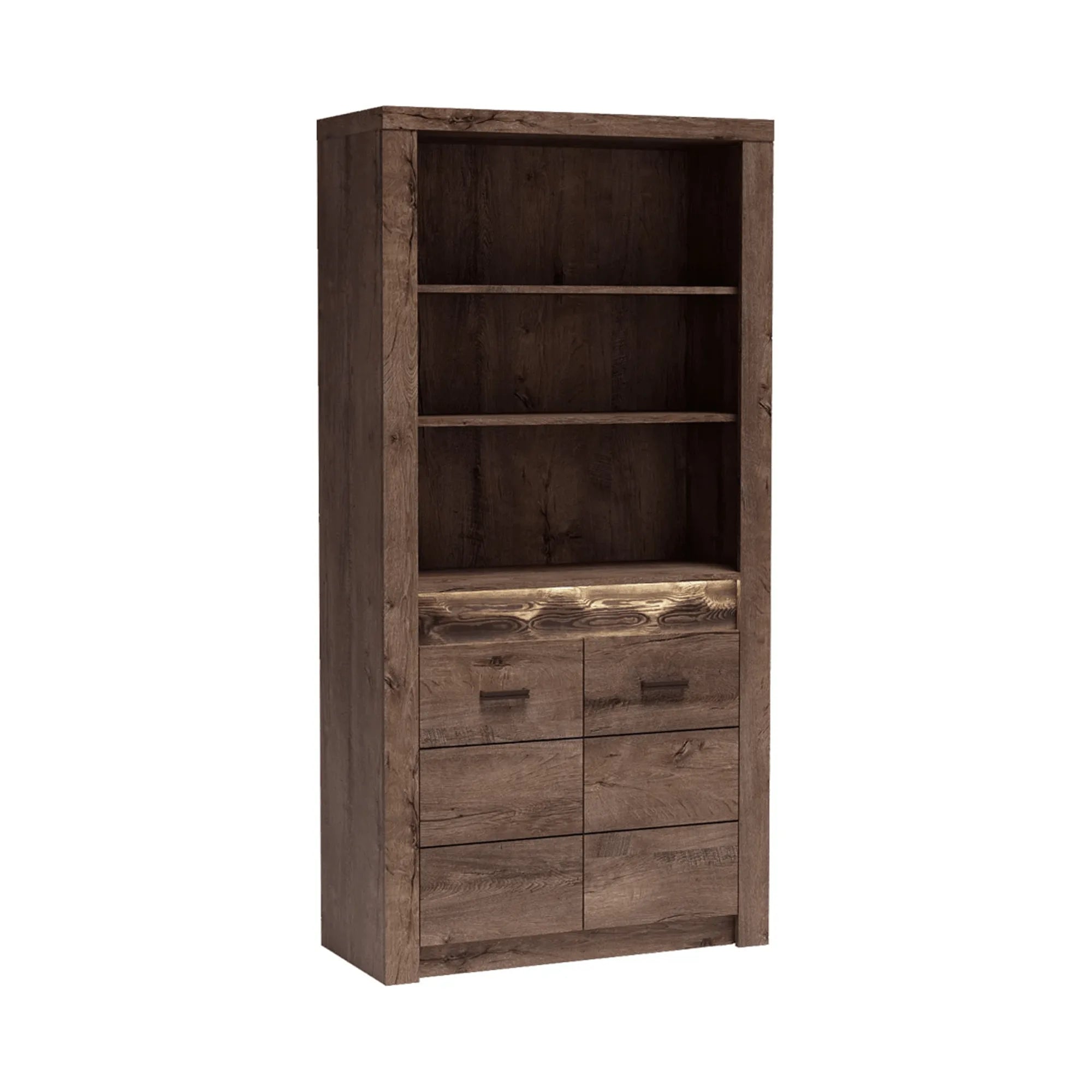 Vitrina INFINITY I-05, frasin inchis, PAL melaminat, 96x42x192 cm