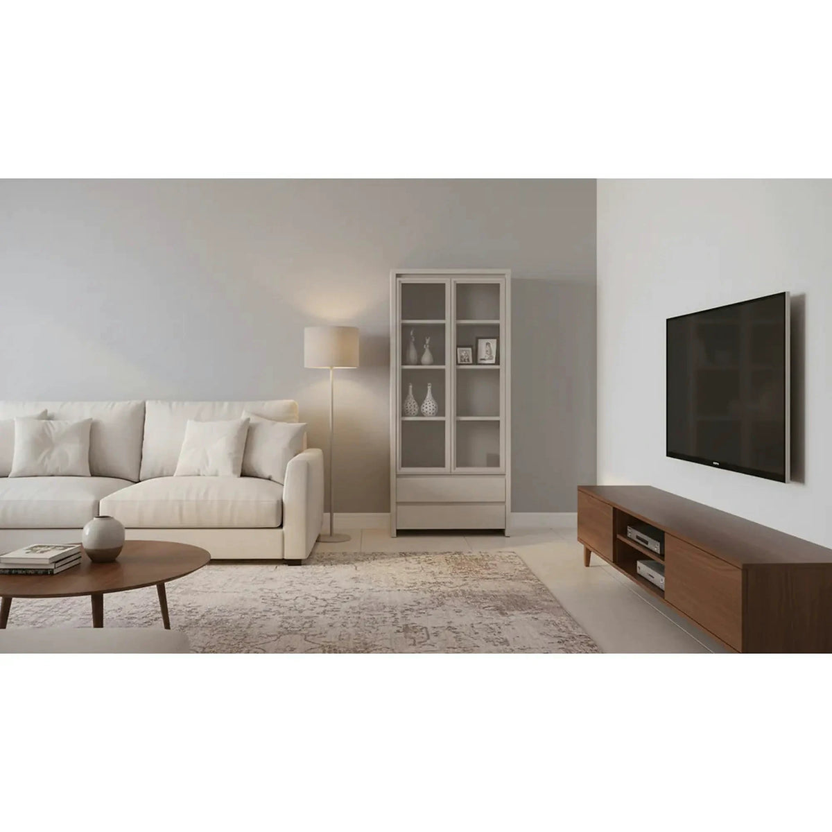 Vitrina KASPIAN, casmir, PAL/sticla, 90x41x201 cm