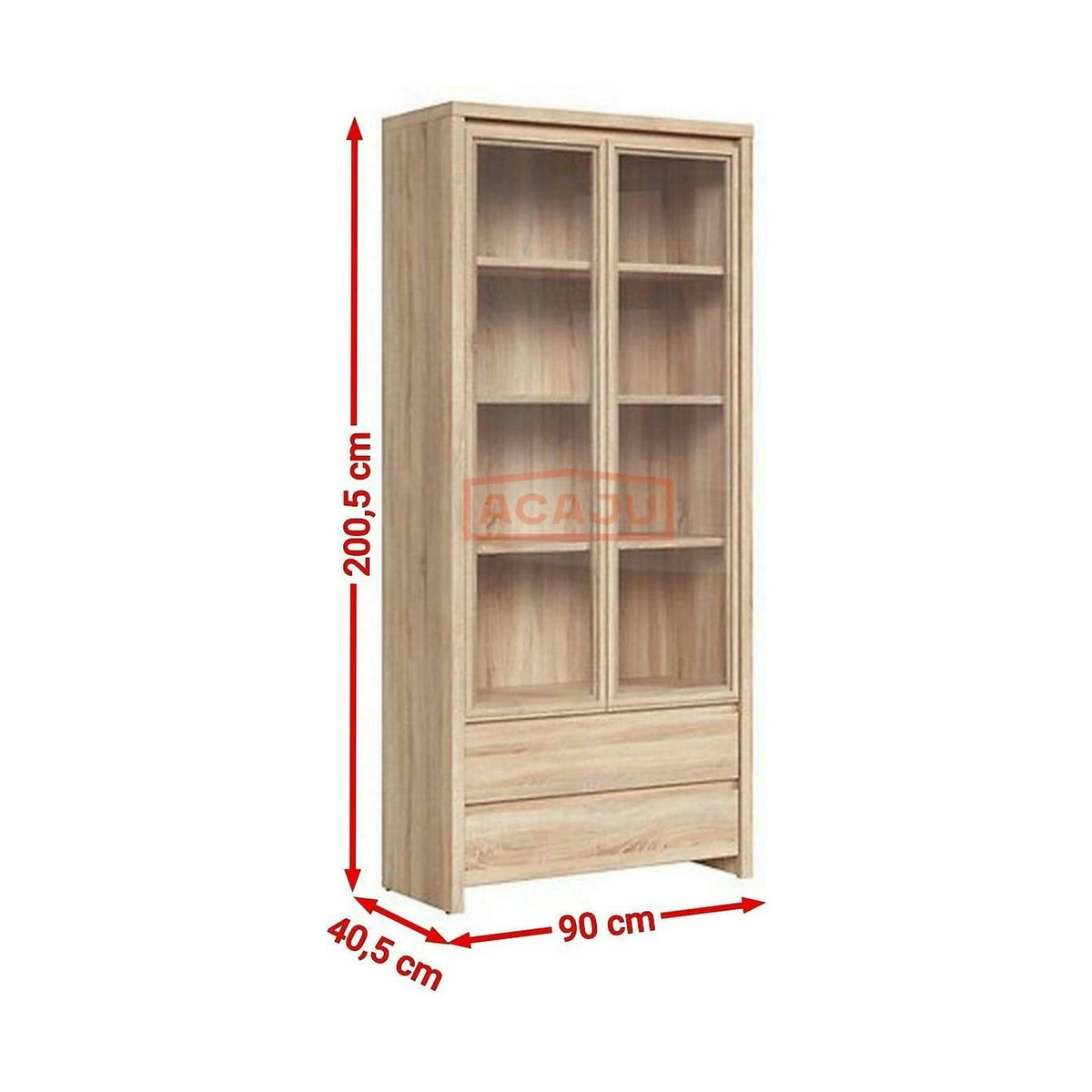 Vitrina KASPIAN, stejar sonoma, PAL, 90x41x201 cm