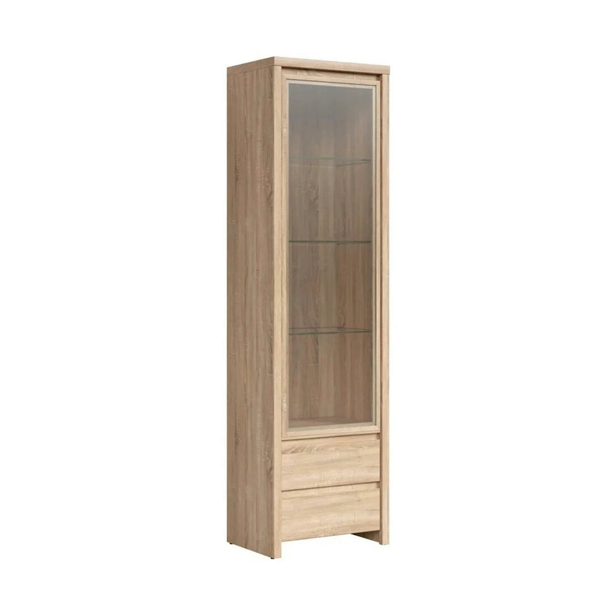 Vitrina KASPIAN, stejar sonoma, PAL/sticla, 56x41x201 cm