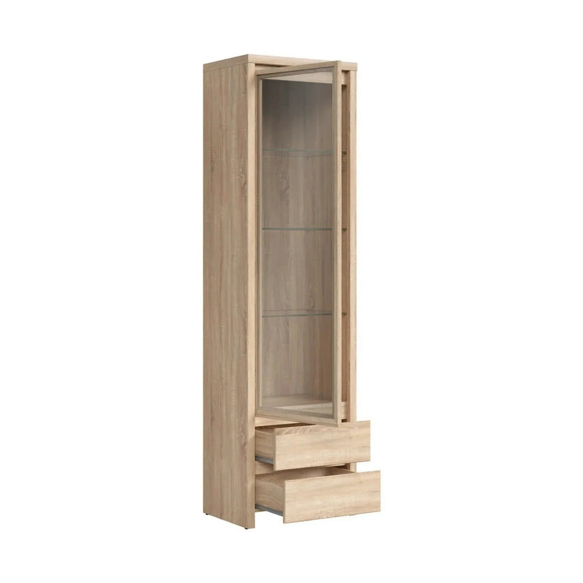 Vitrina KASPIAN, stejar sonoma, PAL/sticla, 56x41x201 cm