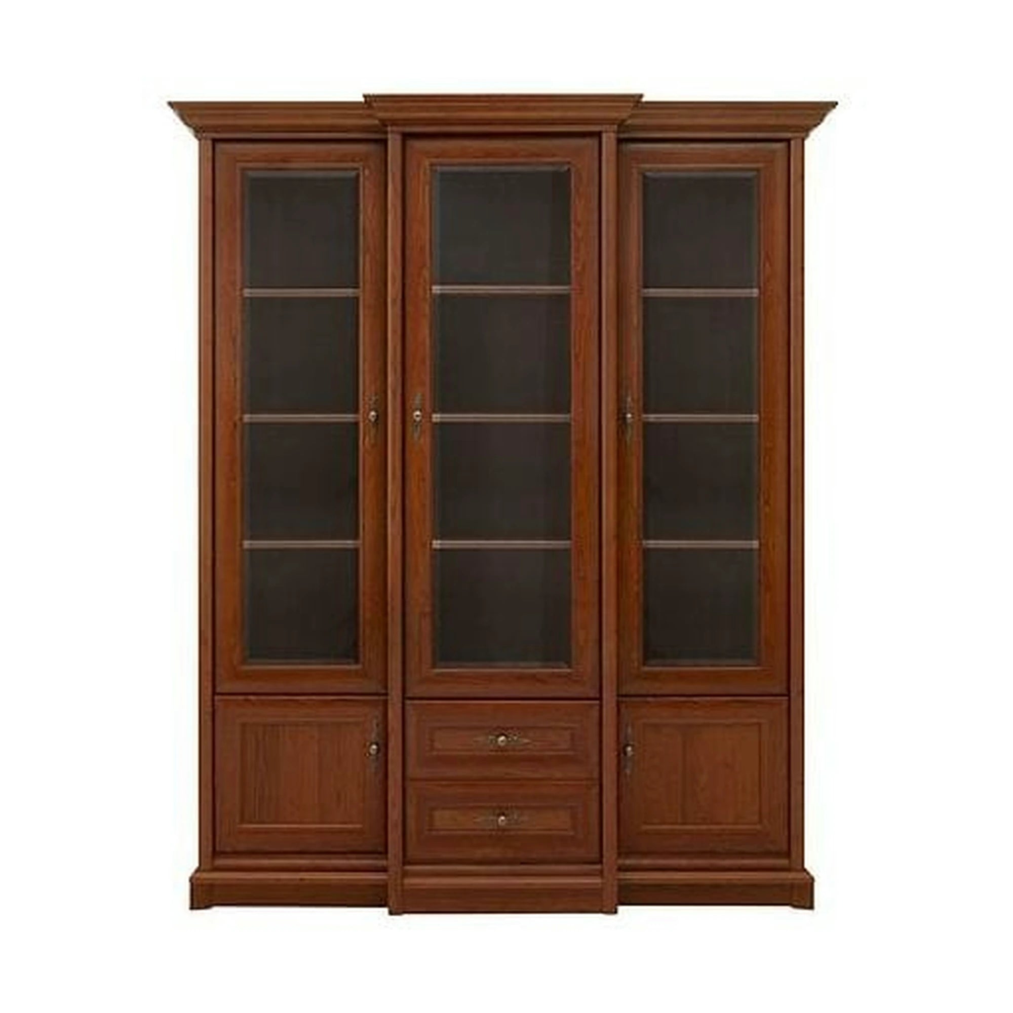 Vitrina KENT, castan, PAL/sticla securizata, 168x43/50x205 cm