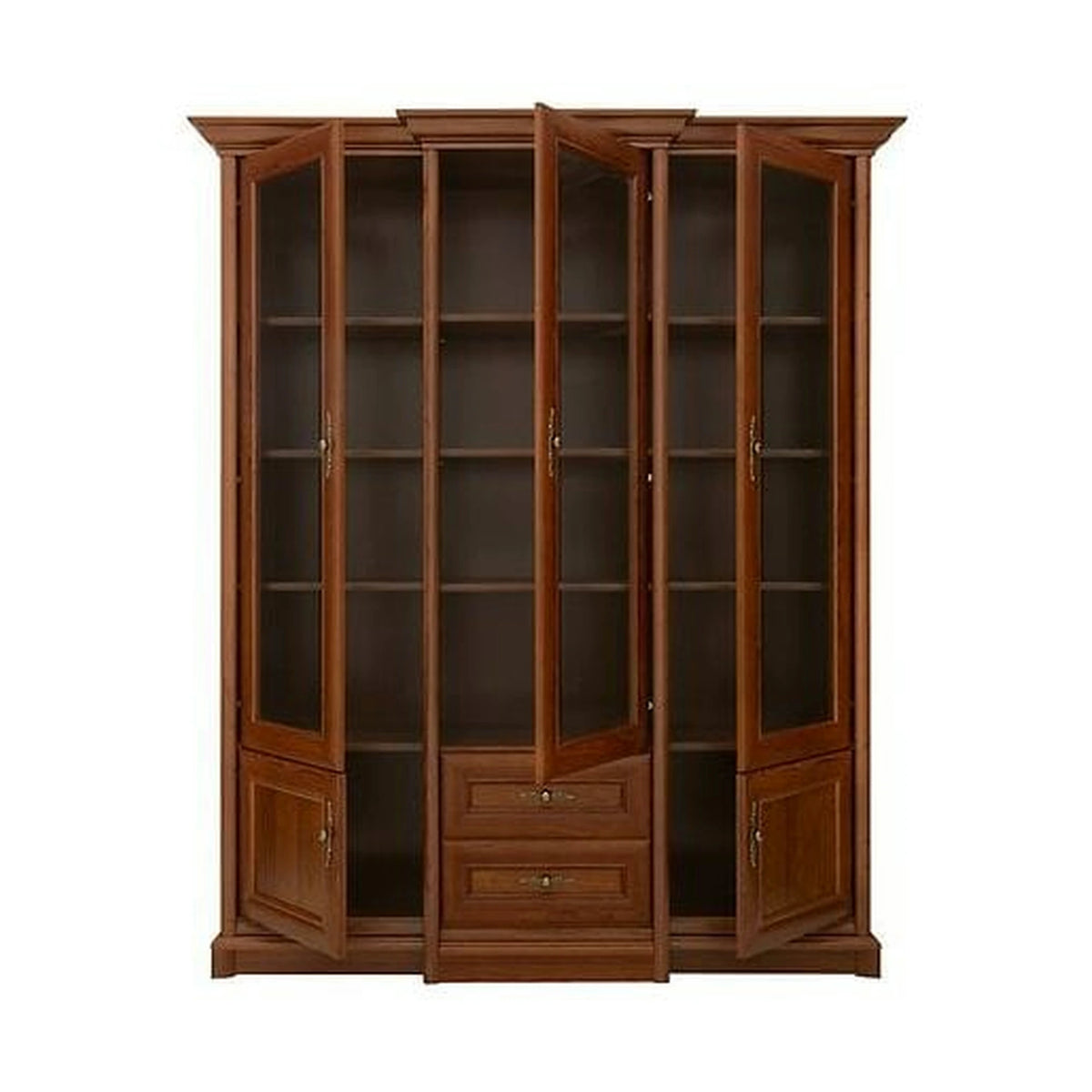 Vitrina KENT, castan, PAL/sticla securizata, 168x43/50x205 cm
