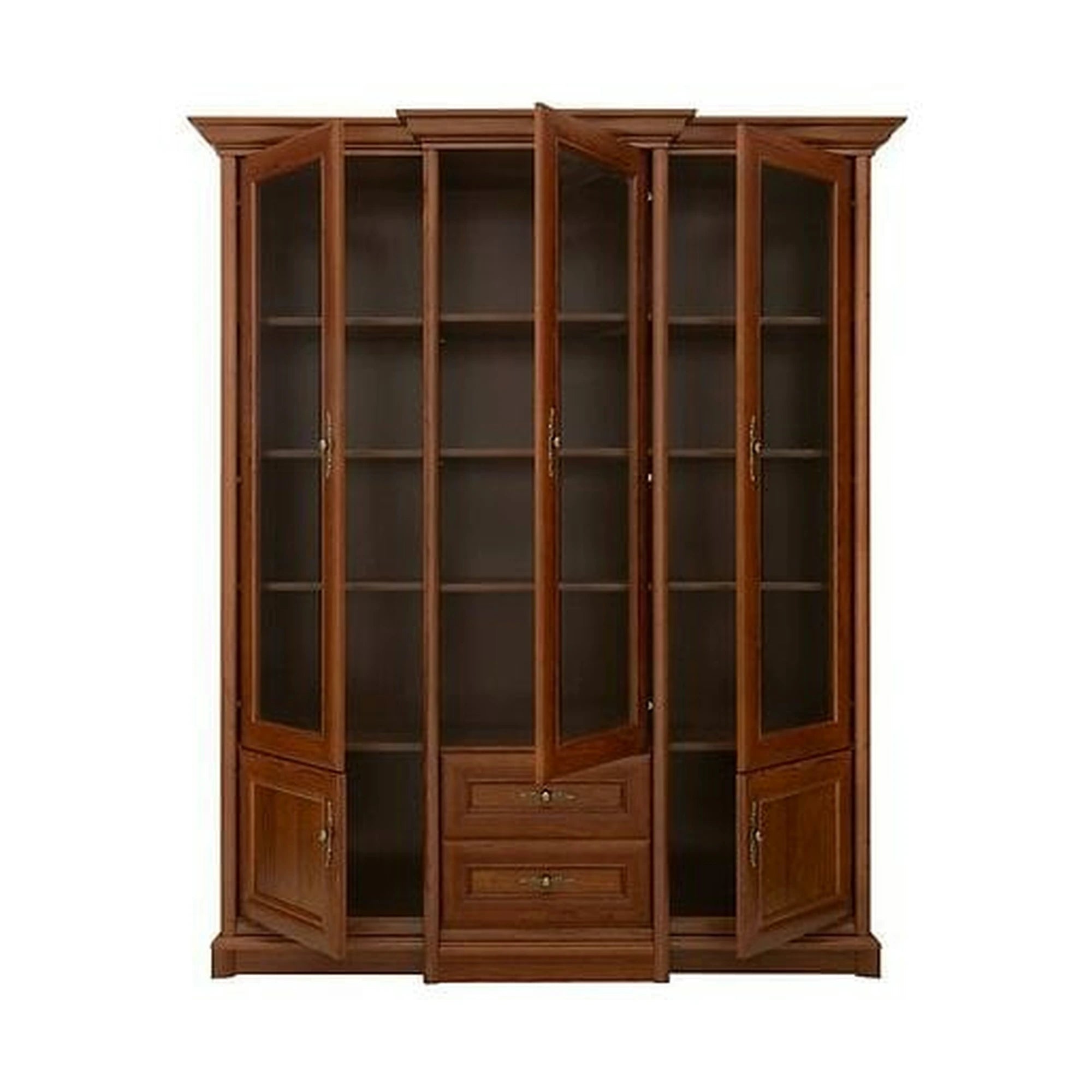 Vitrina KENT, castan, PAL/sticla securizata, 168x43/50x205 cm