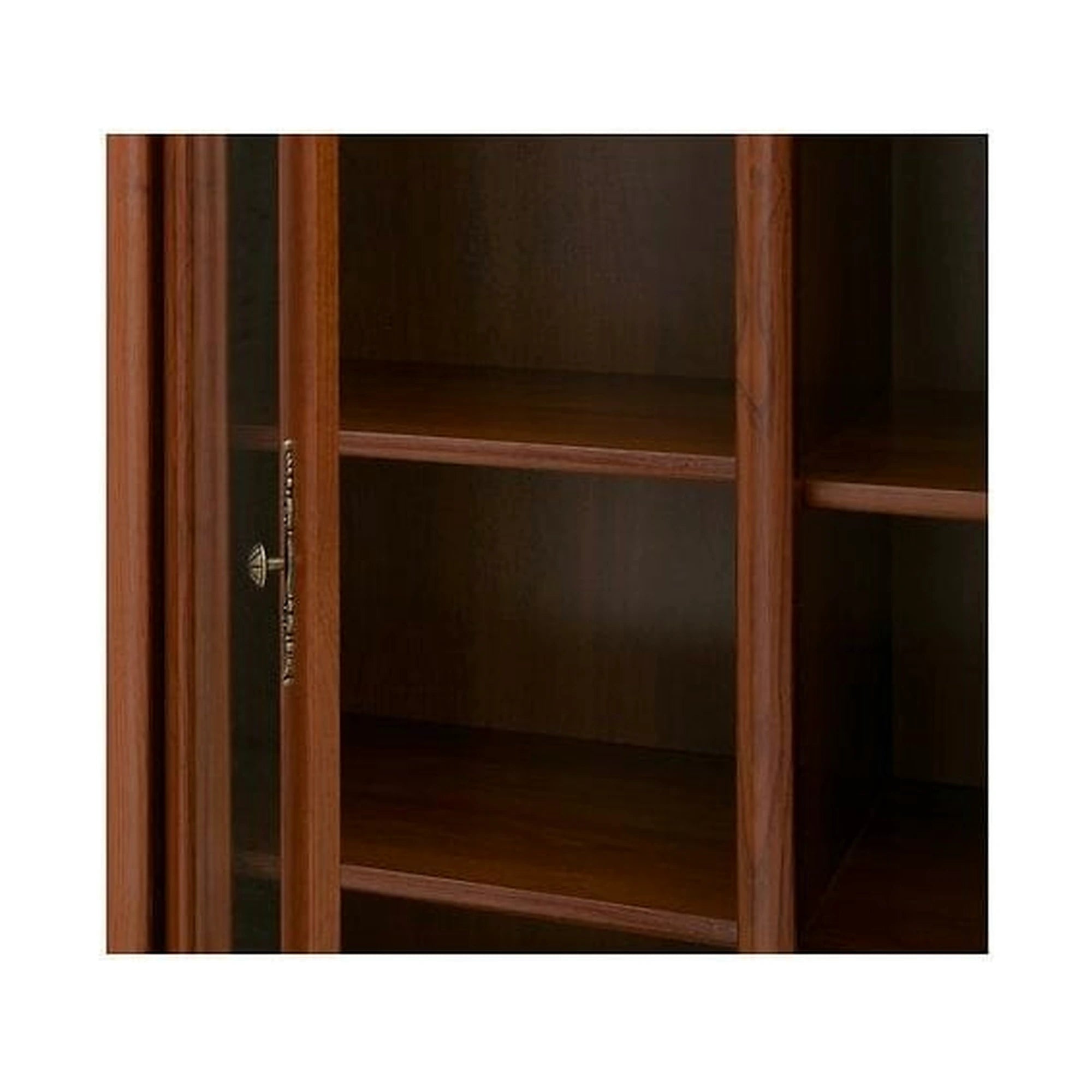 Vitrina KENT, castan, PAL/sticla securizata, 168x43/50x205 cm