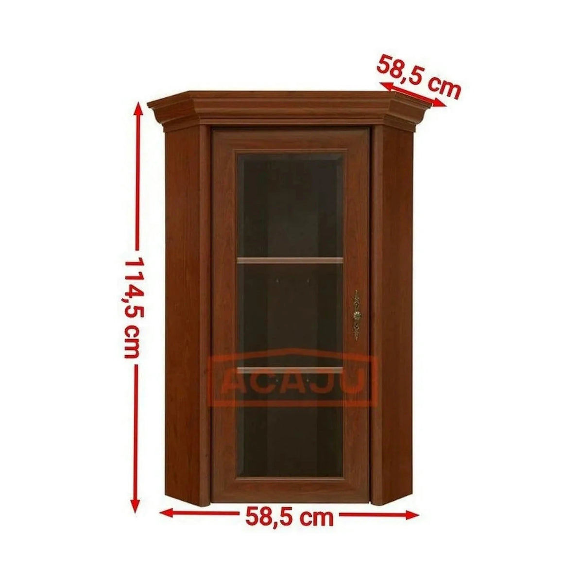 Vitrina KENT ENAD1WN, castan, PAL/sticla securizata, 59x59x115 cm