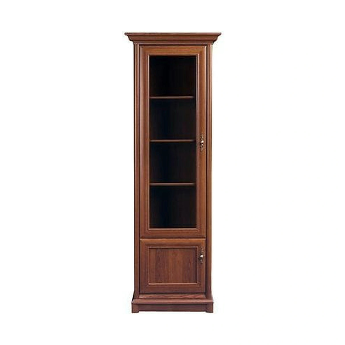 Vitrina KENT stanga, castan, PAL/sticla securizata, 71x43x205 cm
