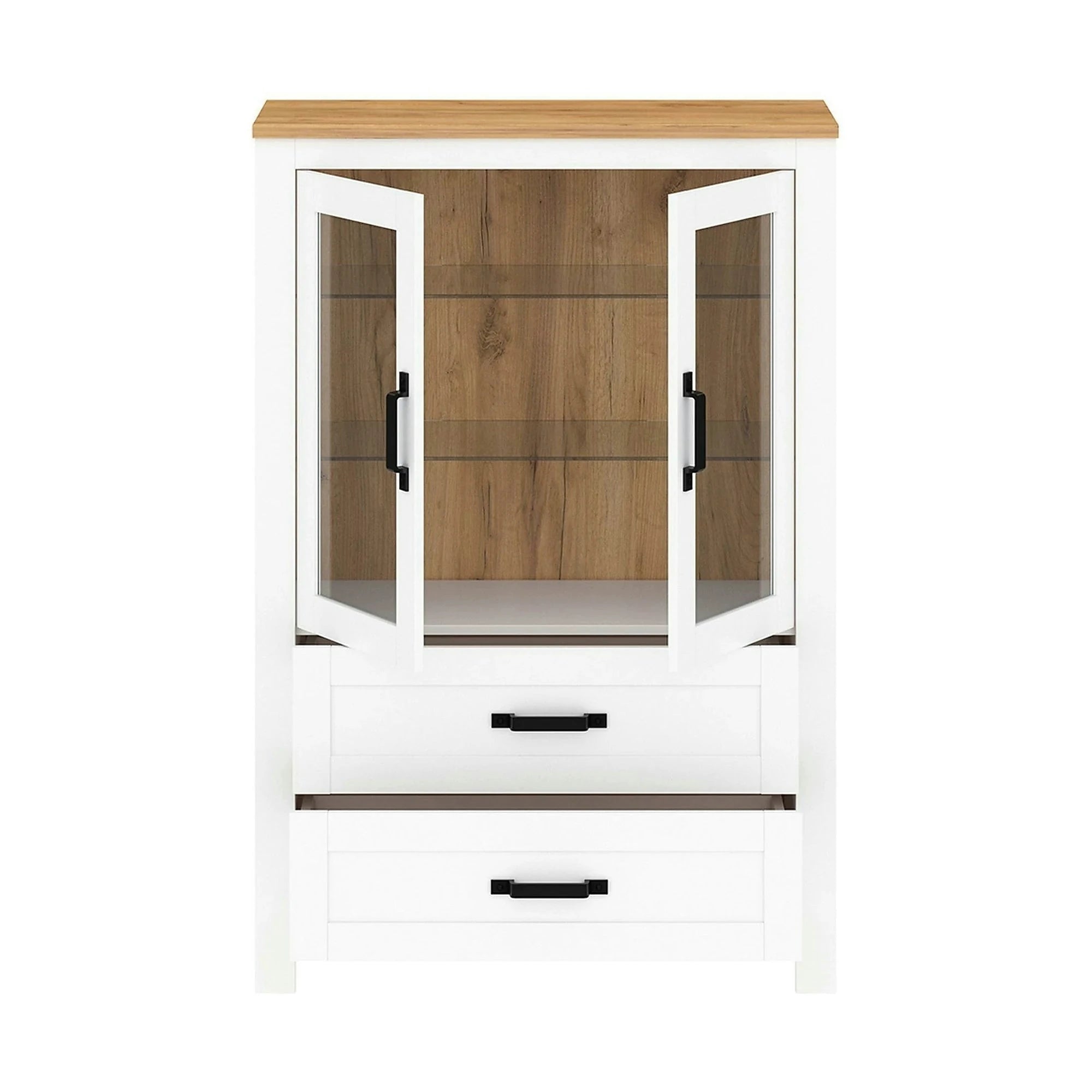 Vitrina LANZETTE K, alb/stejar craft auriu, DTD laminat, 94x41x140 cm
