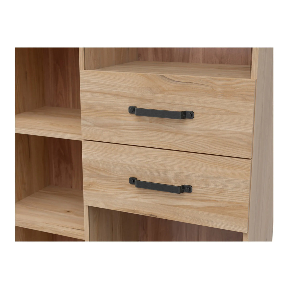 Vitrina LARA, frasin, PAL laminat/sticla, 90x40x198 cm