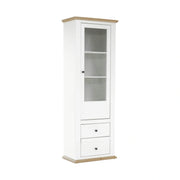 Vitrina LEON MZ4, alb/stejar deschis, PAL laminat, 70x40x200 cm