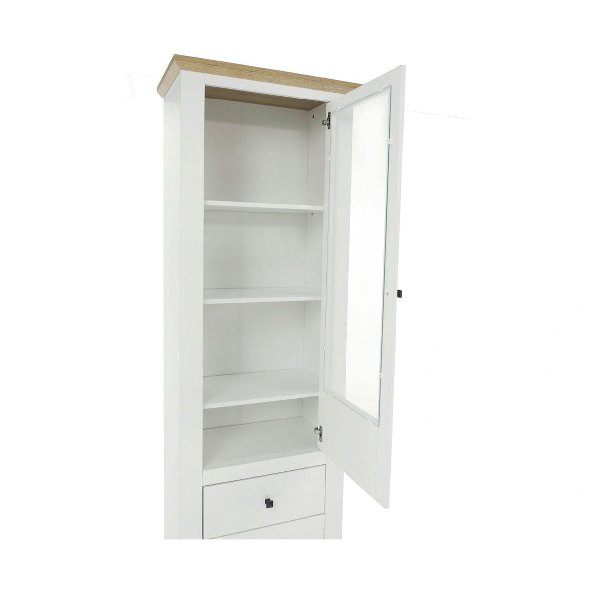 Vitrina LEON MZ4, alb/stejar deschis, PAL laminat, 70x40x200 cm