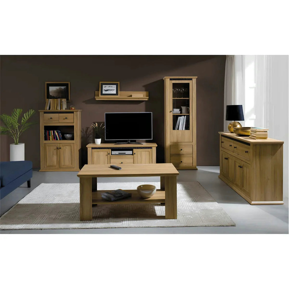 Vitrina LEON MZ4, stejar, PAL laminat, 70x40x200 cm