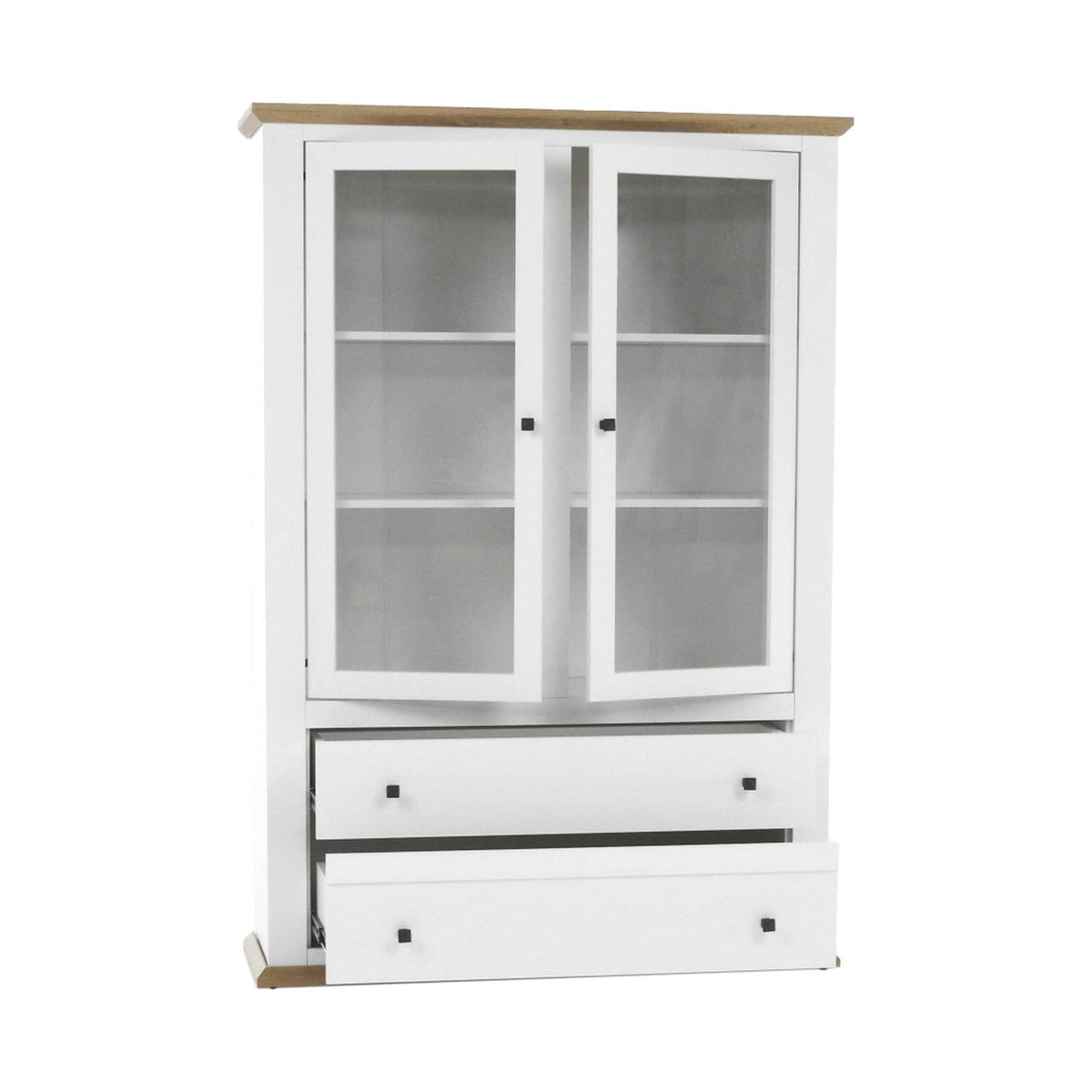 Vitrina LEON MZ5, alb/stejar deschis, PAL laminat, 125x40x180 cm