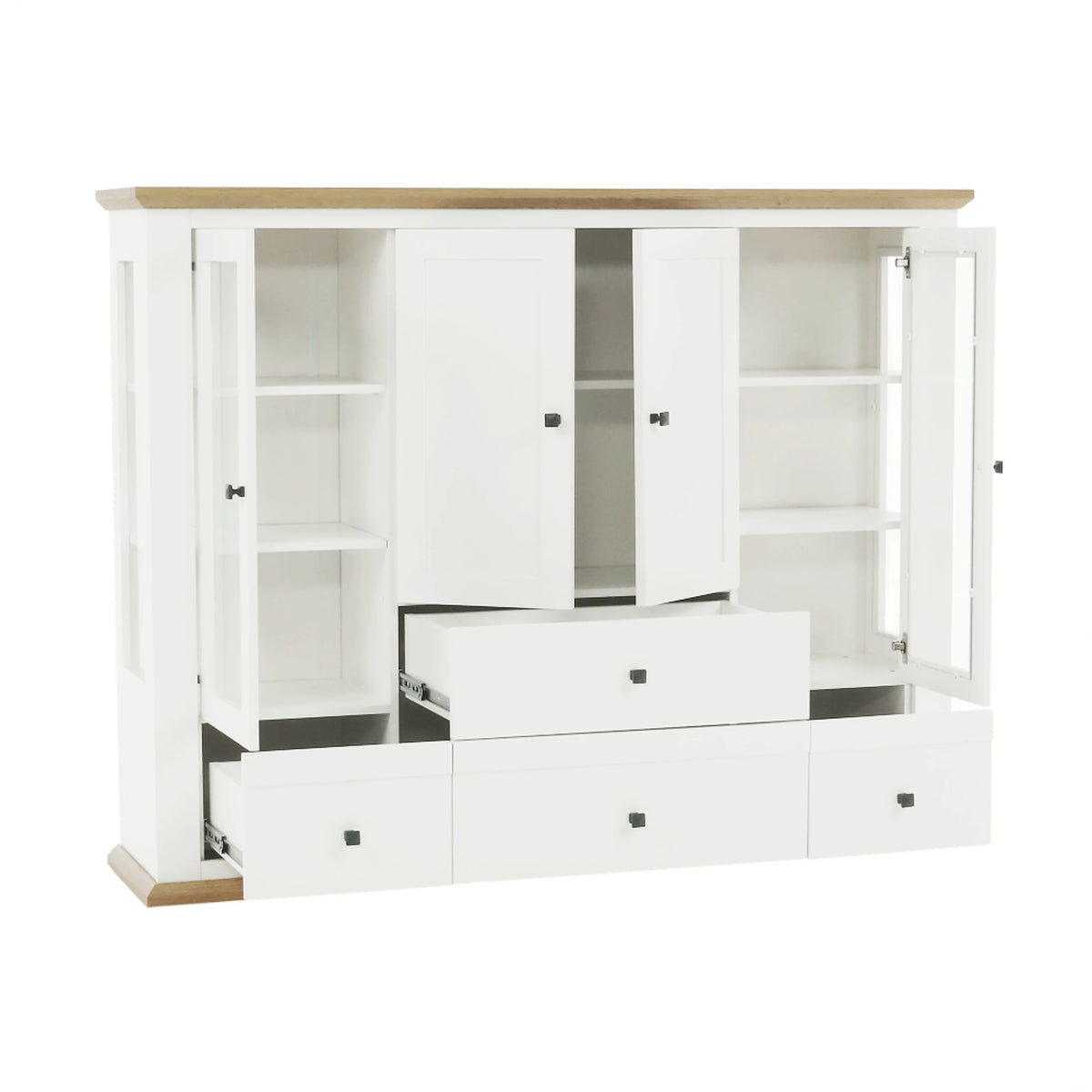 Vitrina LEON MZ6, alb/stejar deschis, PAL laminat, 165x40x130 cm