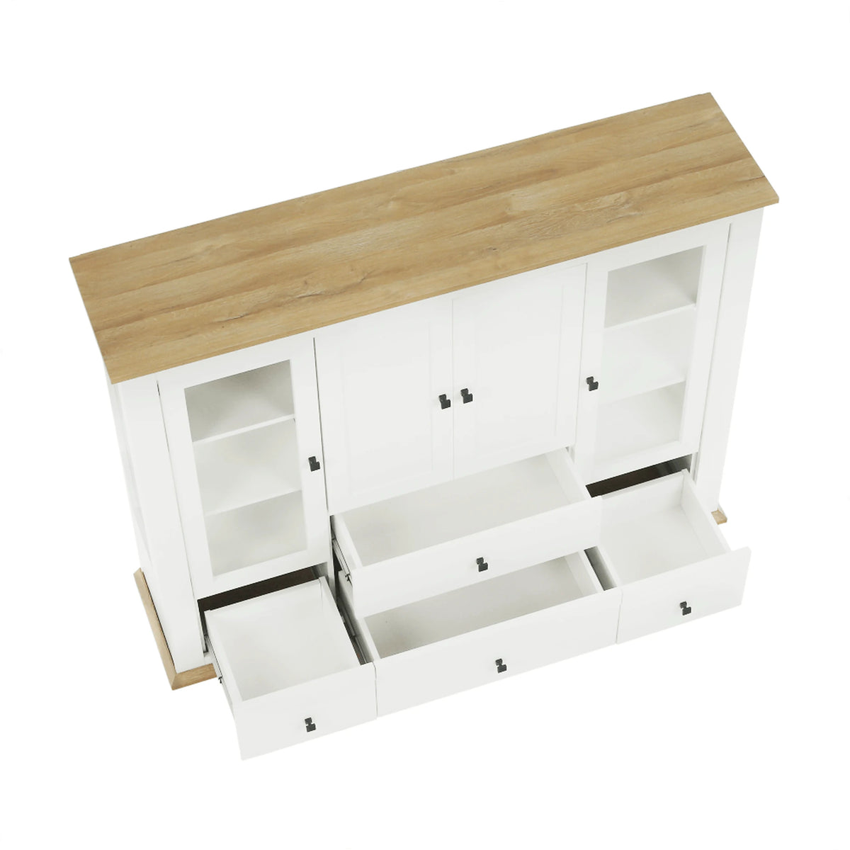 Vitrina LEON MZ6, alb/stejar deschis, PAL laminat, 165x40x130 cm