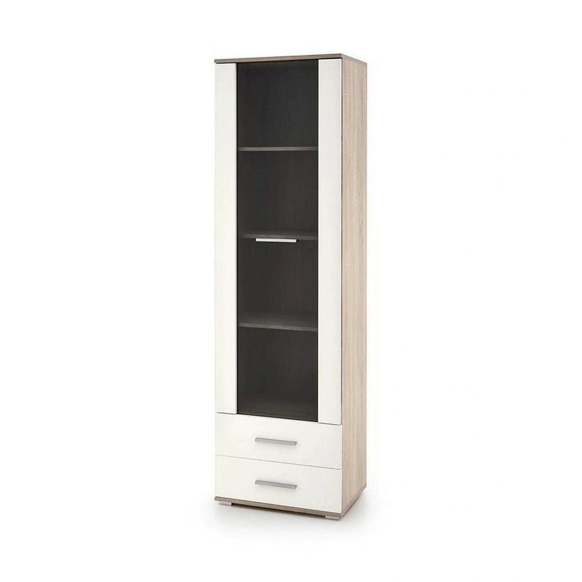 Vitrina LIMA, alb/stejar sonoma, PAL/sticla, 60x40x200 cm