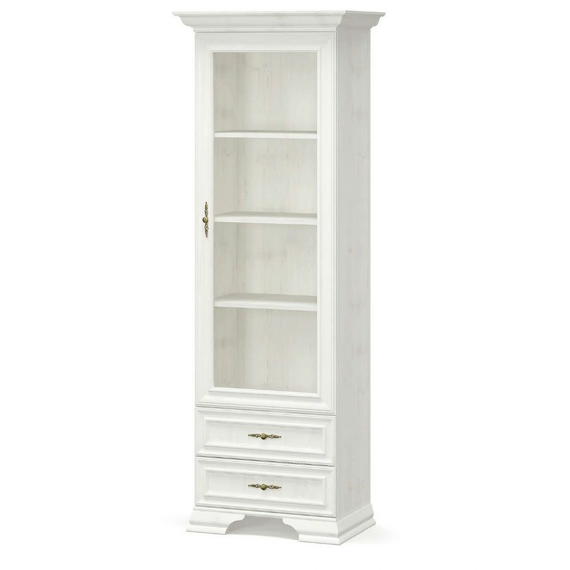 Vitrina living clasica IRYS, pin alb anderson, PAL laminat, 70x43x198 cm