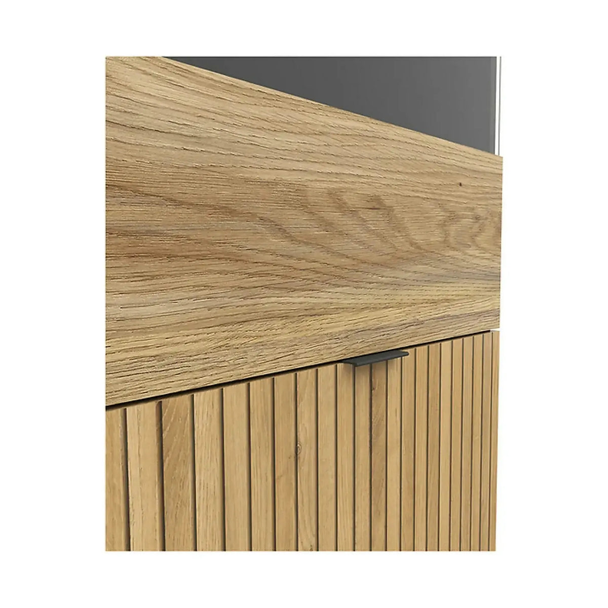 Vitrina LUEN, stejar/negru, PAL laminat/sticla securizata, 57x40x196 cm