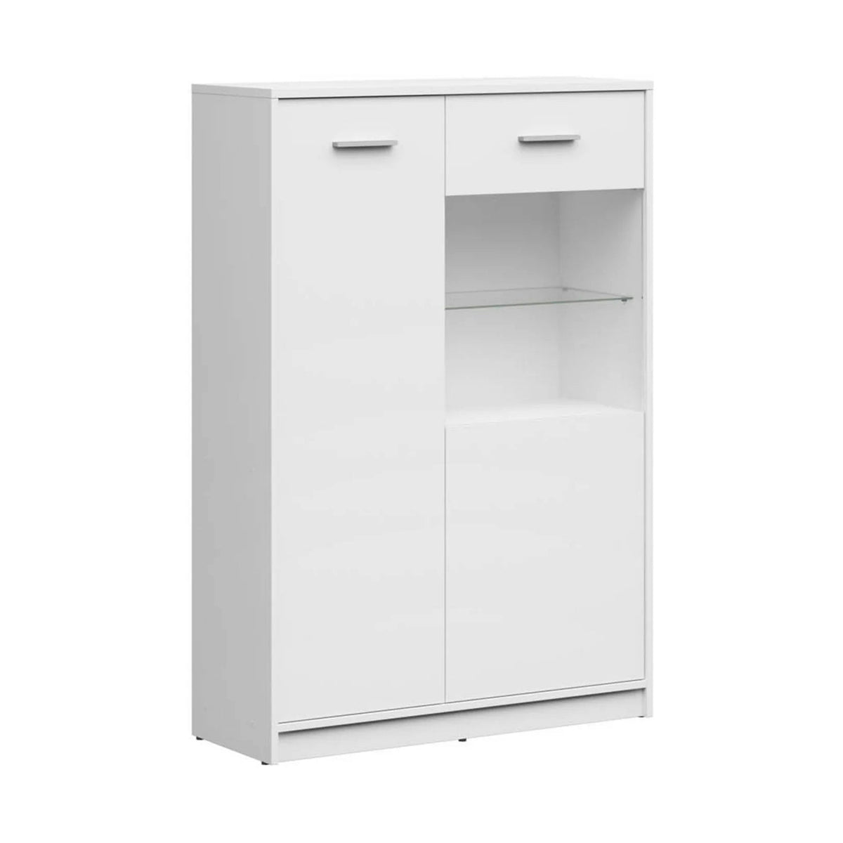 Vitrina NEPO PLUS, alb, PAL laminat/sticla, 90x34x132 cm
