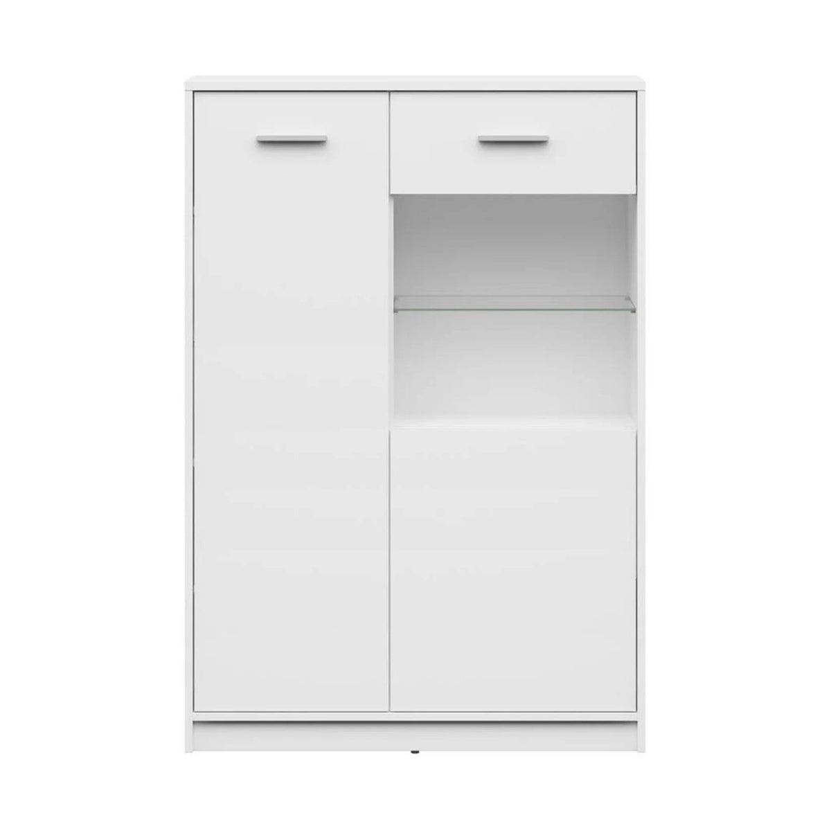 Vitrina NEPO PLUS, alb, PAL laminat/sticla, 90x34x132 cm