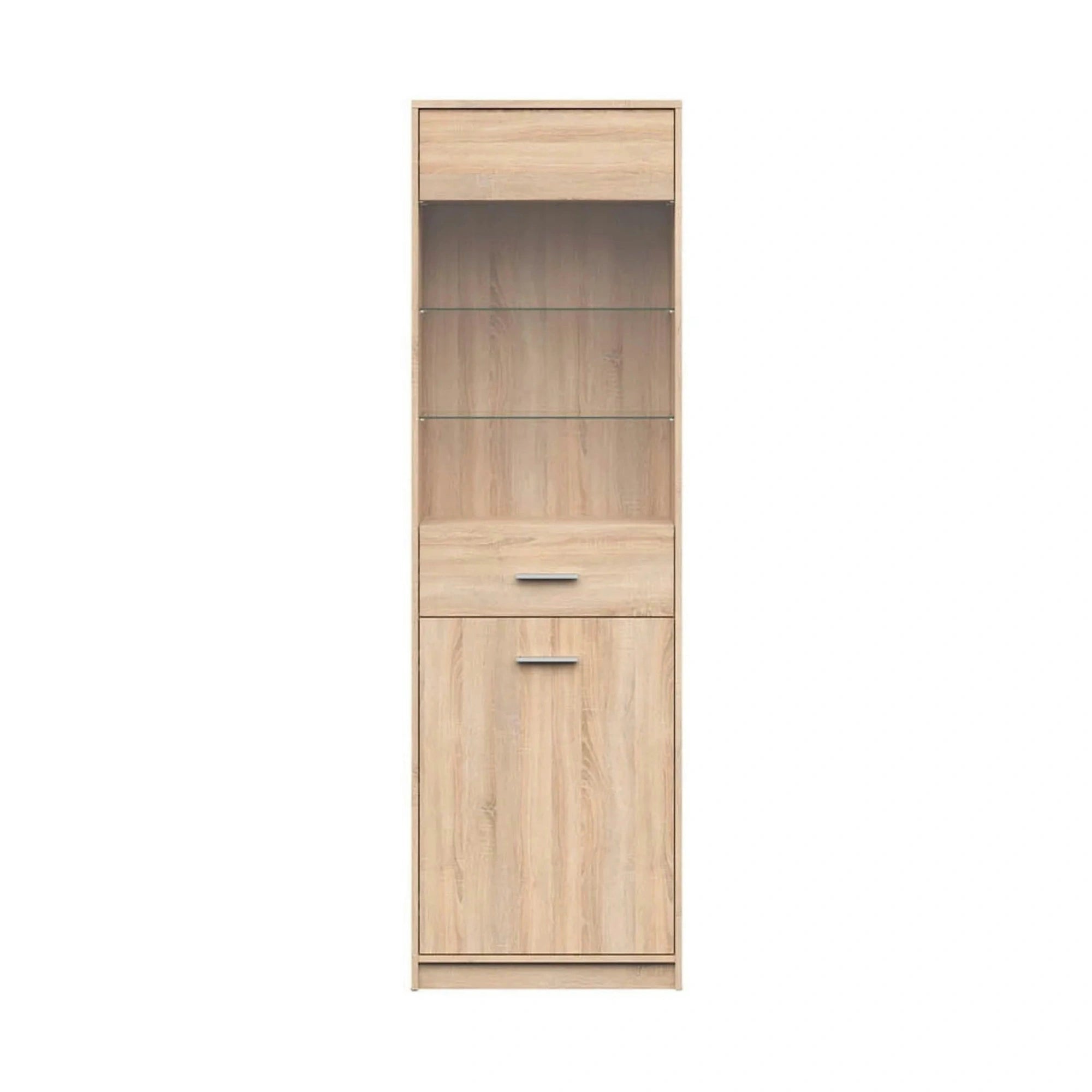 Vitrina NEPO PLUS, stejar sonoma, PAL laminat/sticla, 60x34x197 cm