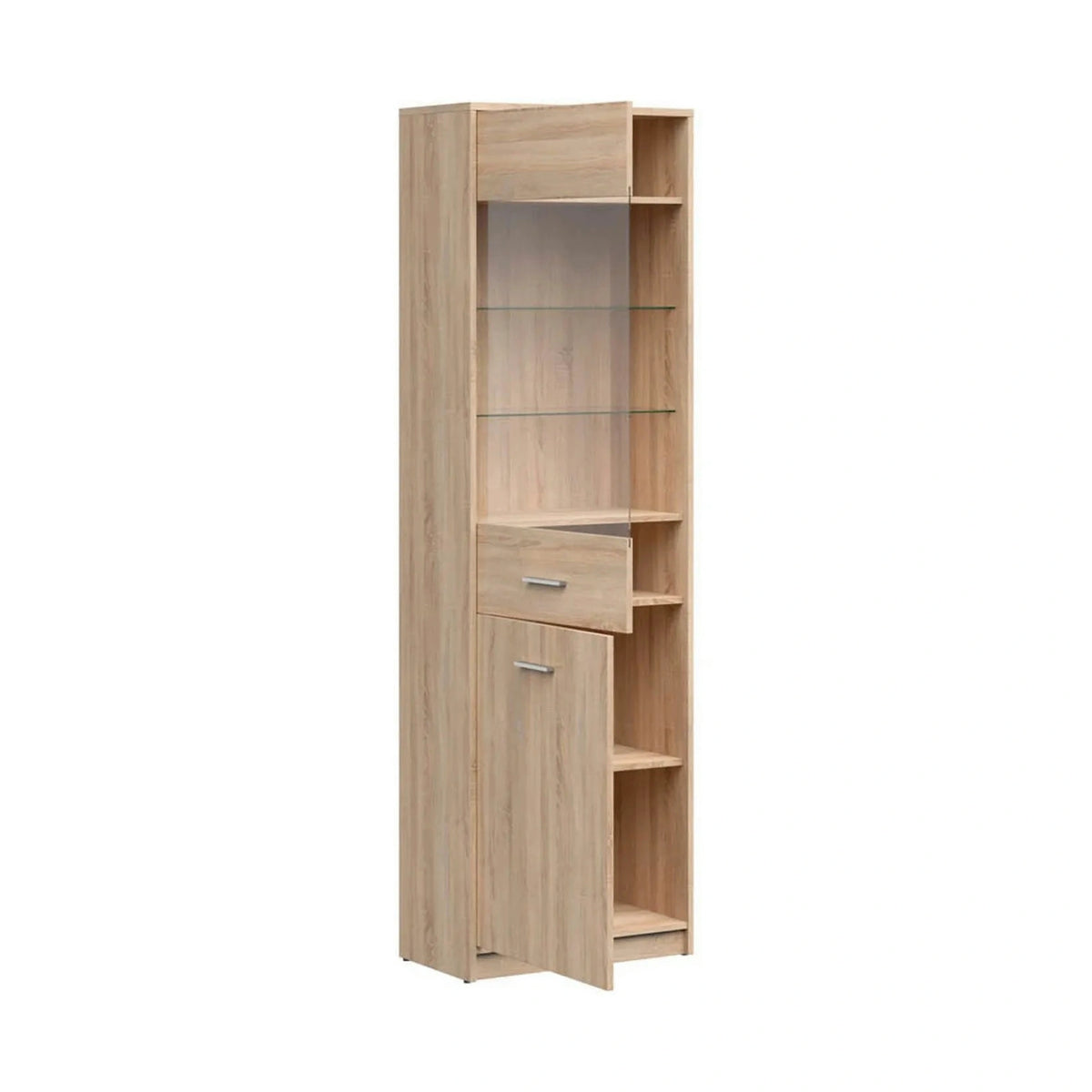 Vitrina NEPO PLUS, stejar sonoma, PAL laminat/sticla, 60x34x197 cm