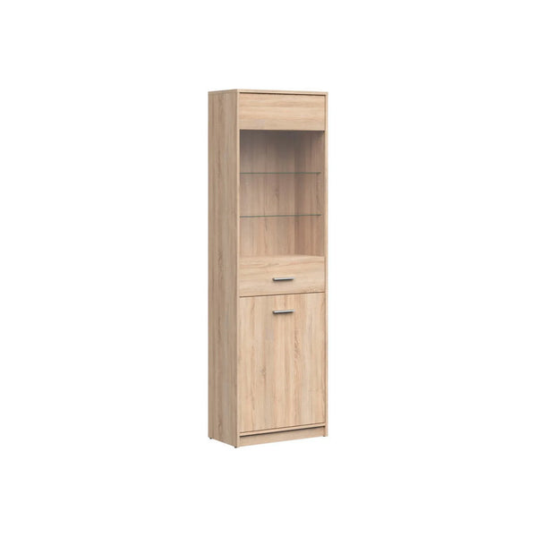 Vitrina NEPO PLUS, stejar sonoma, PAL laminat/sticla, 60x34x197 cm