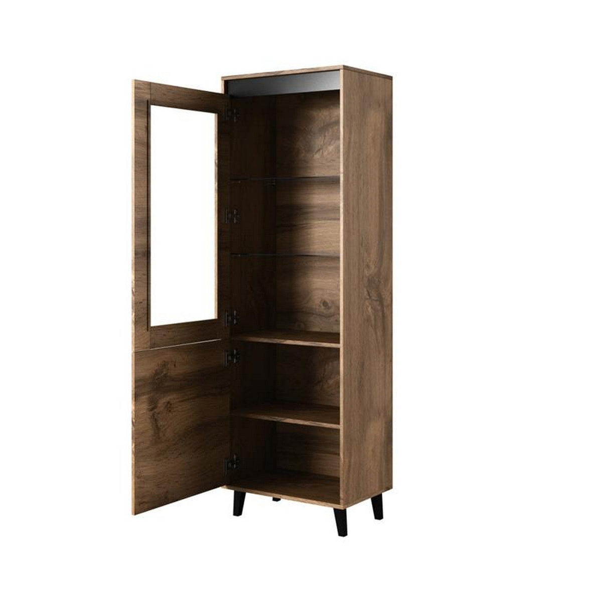 Vitrina NORD, stejar wotan/gri antracit, PAL laminat/plastic, 60x38x183 cm