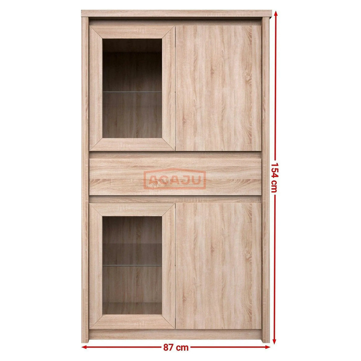 Vitrina NORTON, stejar sonoma, PAL laminat/canturi PVC/sticla, 87x40x154 cm