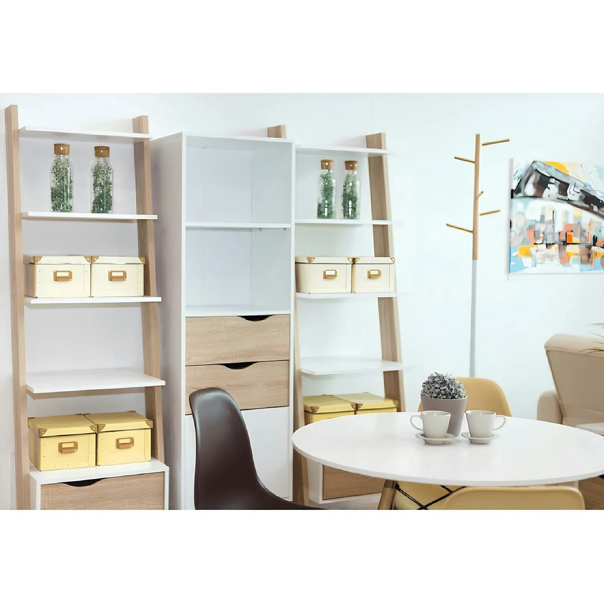 Vitrina OSLO 75382, alb/stejar sonoma, PAL melaminat, 50x39x171 cm