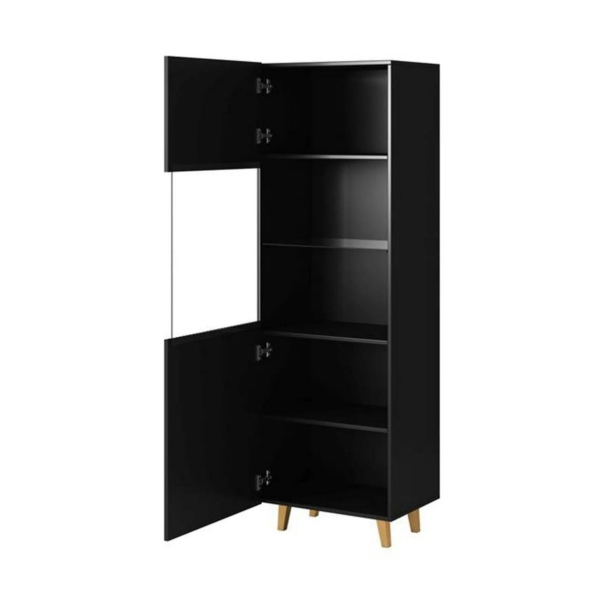 Vitrina PAFOS, negru, PAL laminat/sticla, 60x40x182 cm