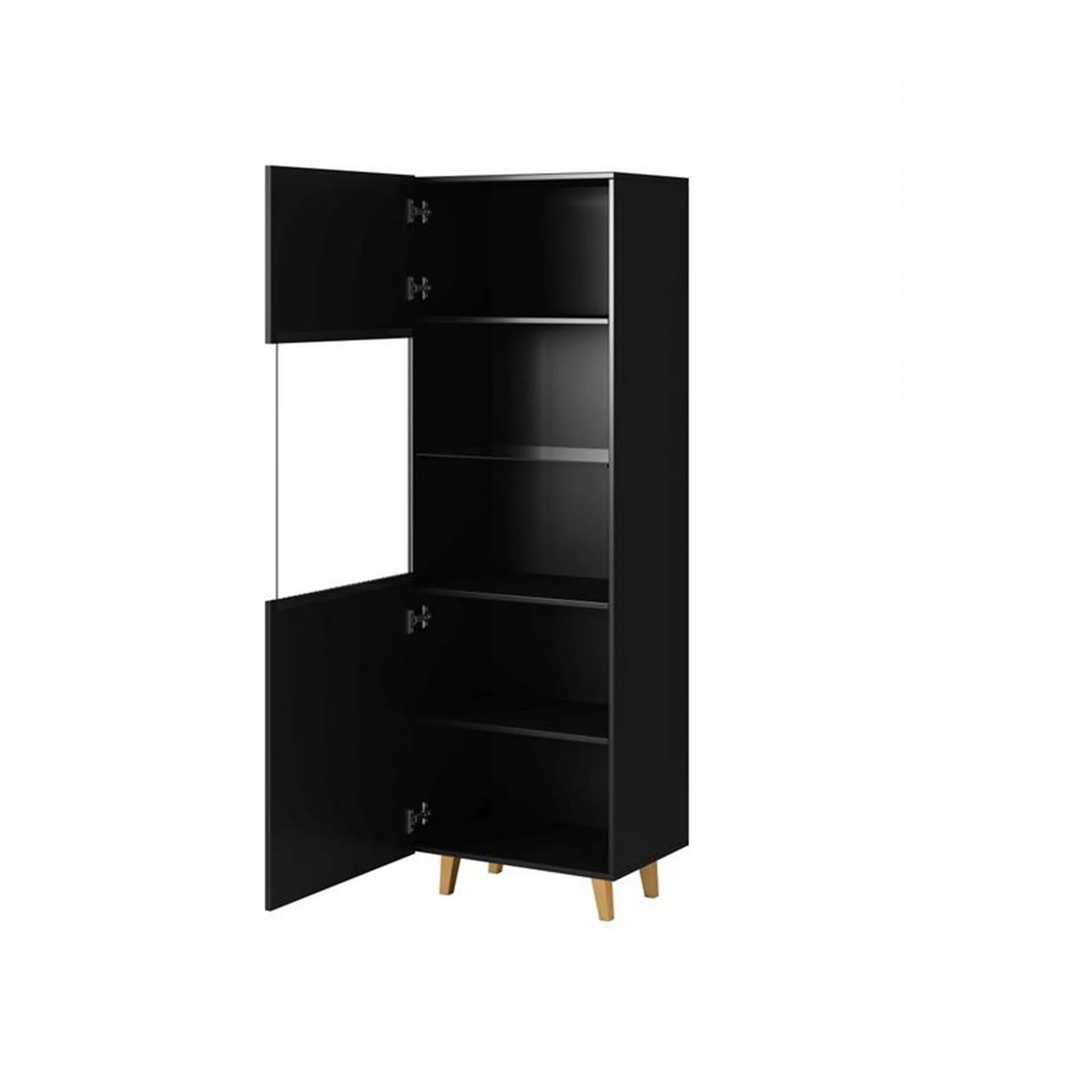 Vitrina PAFOS, negru, PAL laminat/sticla, 60x40x182 cm