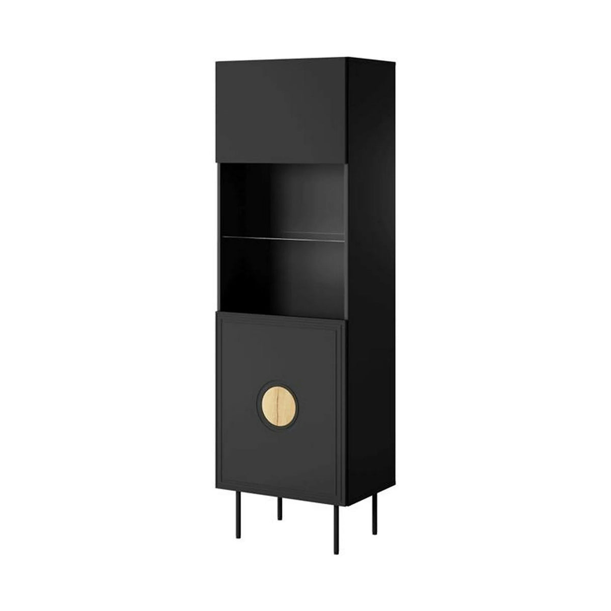 Vitrina PALAZZO, negru, PAL laminat/sticla, 60x42x190 cm