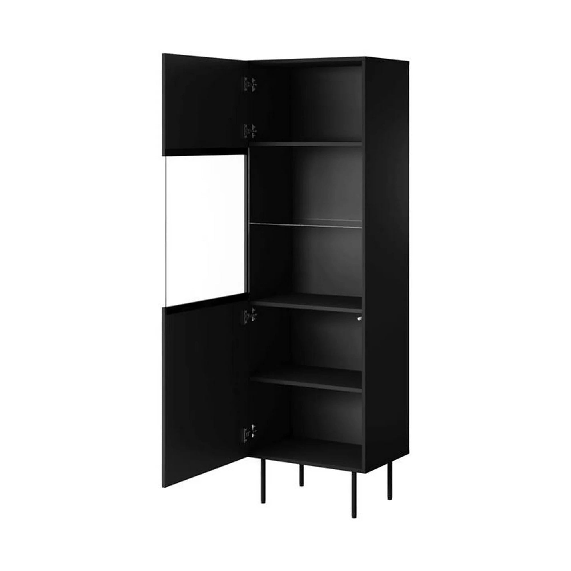 Vitrina PALAZZO, negru, PAL laminat/sticla, 60x42x190 cm