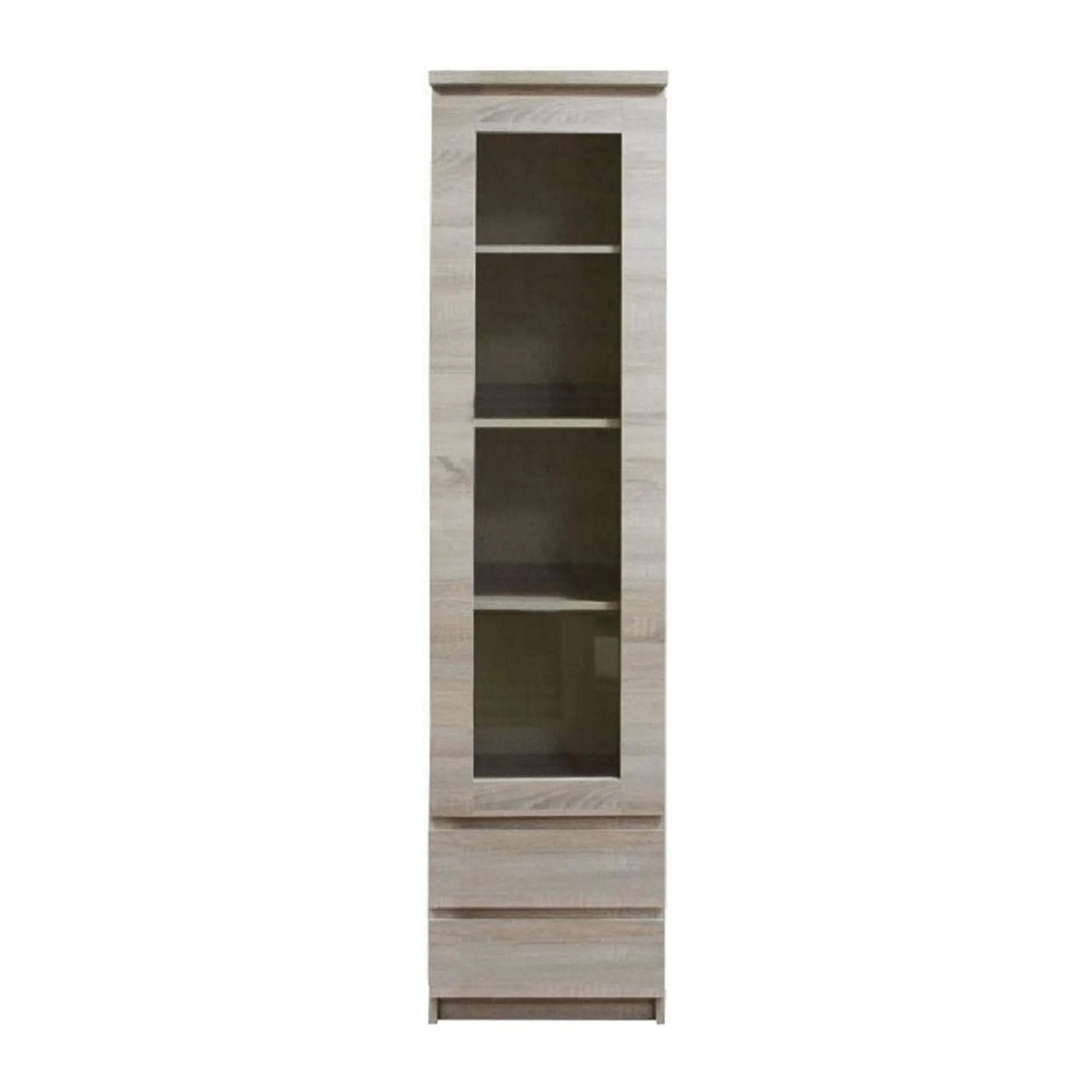 Vitrina PANAMA Tip 04 1D2S, stejar deschis, PAL melaminat/sticla, 50x41x200 cm