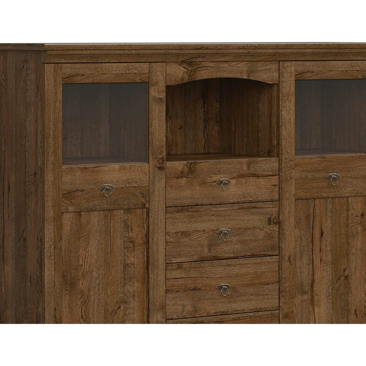 Vitrina PATRAS KOM2W4S, stejar april, PAL, 153x45x129 cm