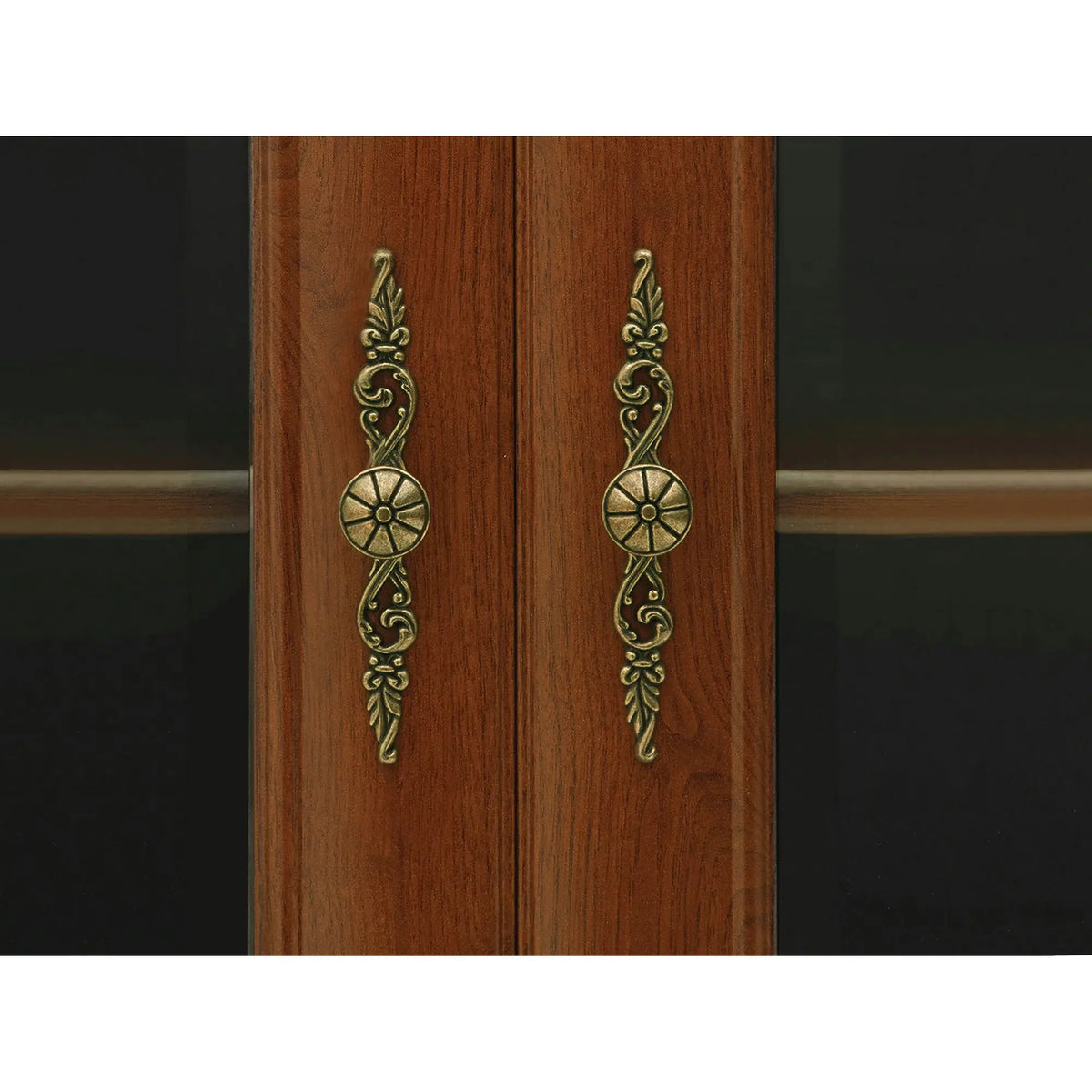 Vitrina pentru living KENT, castan, PAL/sticla securizata, 110x43x205 cm