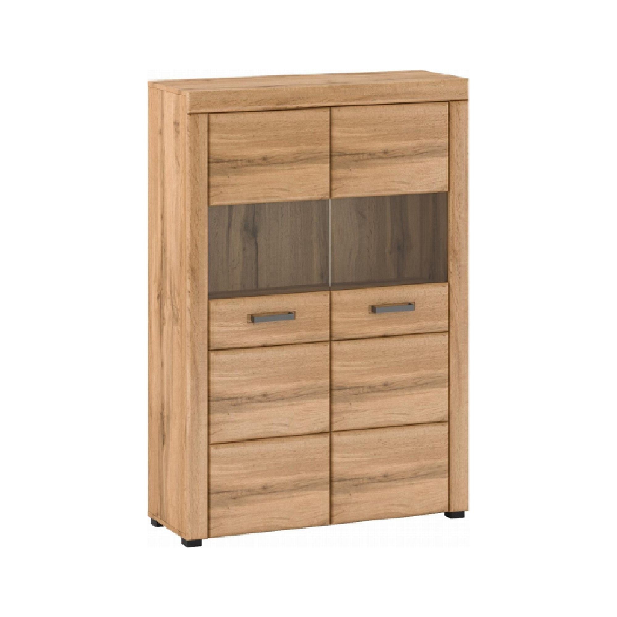 Vitrina PUSAN C, stejar, MDF/sticla, 100x37x146 cm