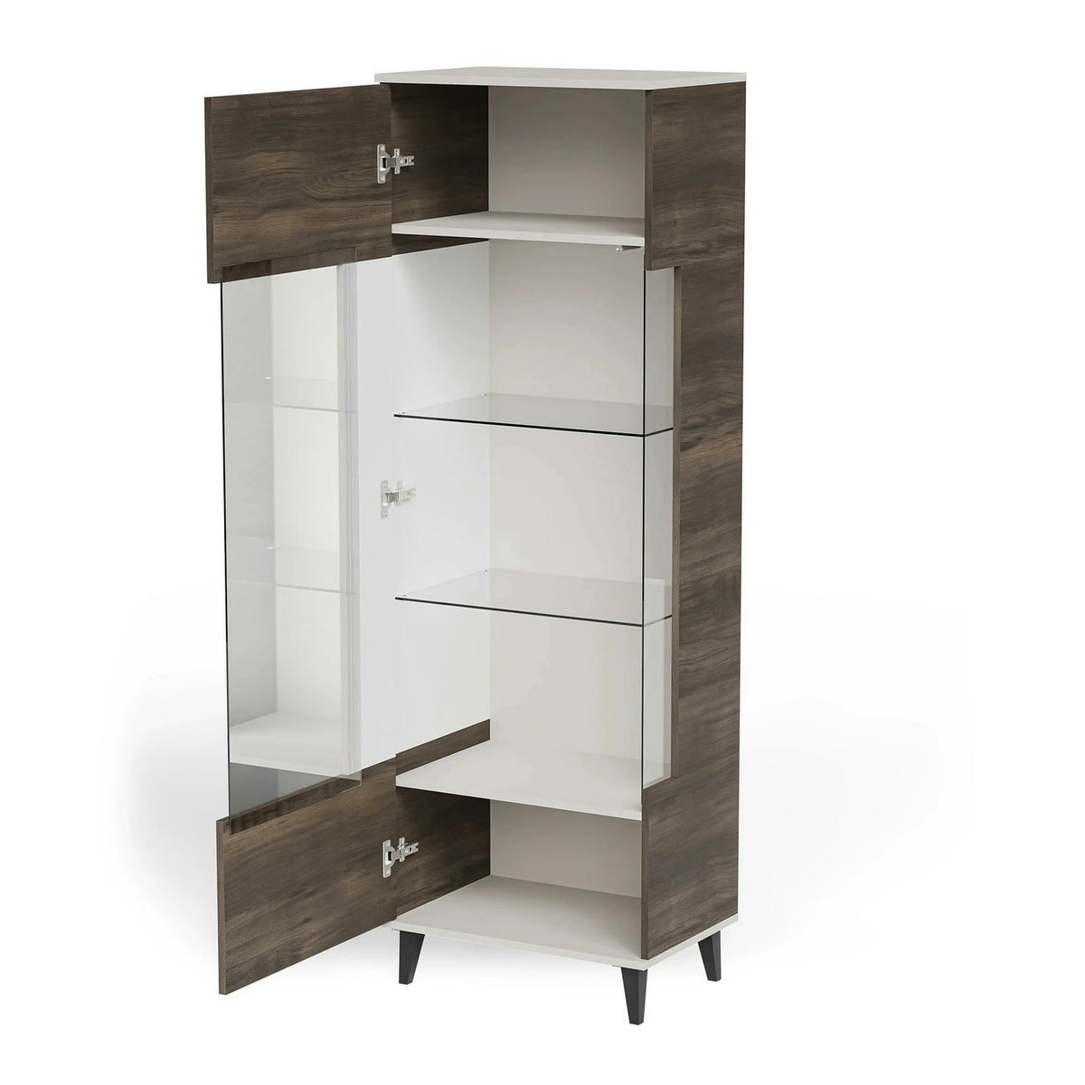 Vitrina RANDOM, nuc/casmir/negru, PAL furniruit/polipropilena, 60x40x182 cm