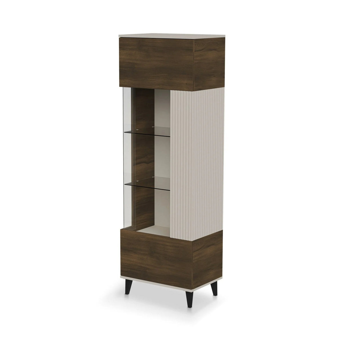 Vitrina RANDOM, nuc/casmir/negru, PAL furniruit/polipropilena, 60x40x182 cm